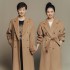 高端101801驼色双面羊绒大衣女